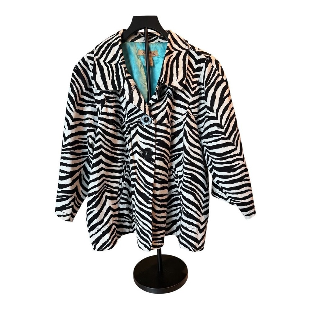 Vintage Paris Blues Zebra Print Jacket 2xl